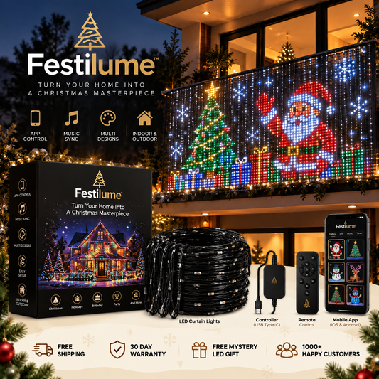 Animated Christmas Curtain Lights
