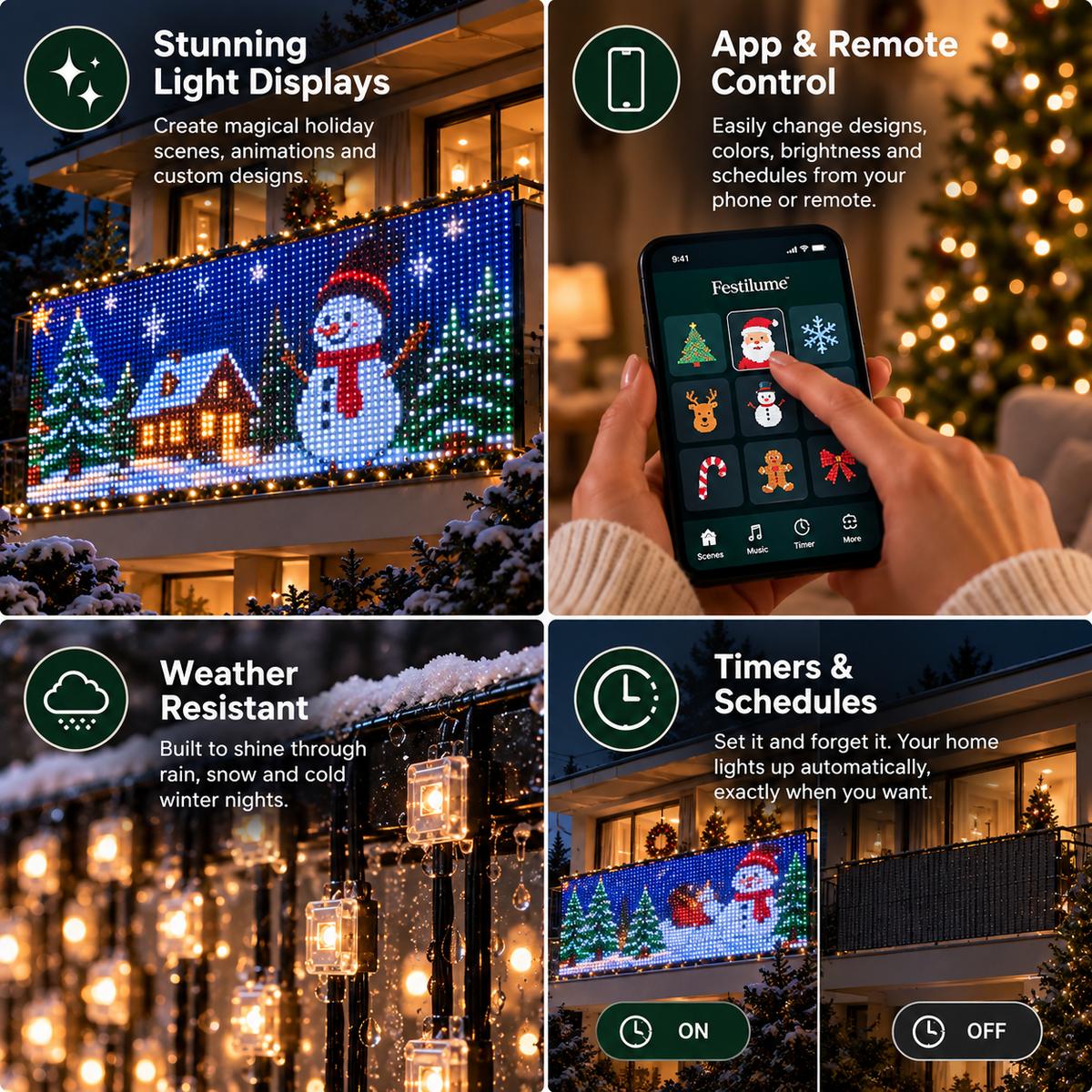 Animated Christmas Curtain Lights