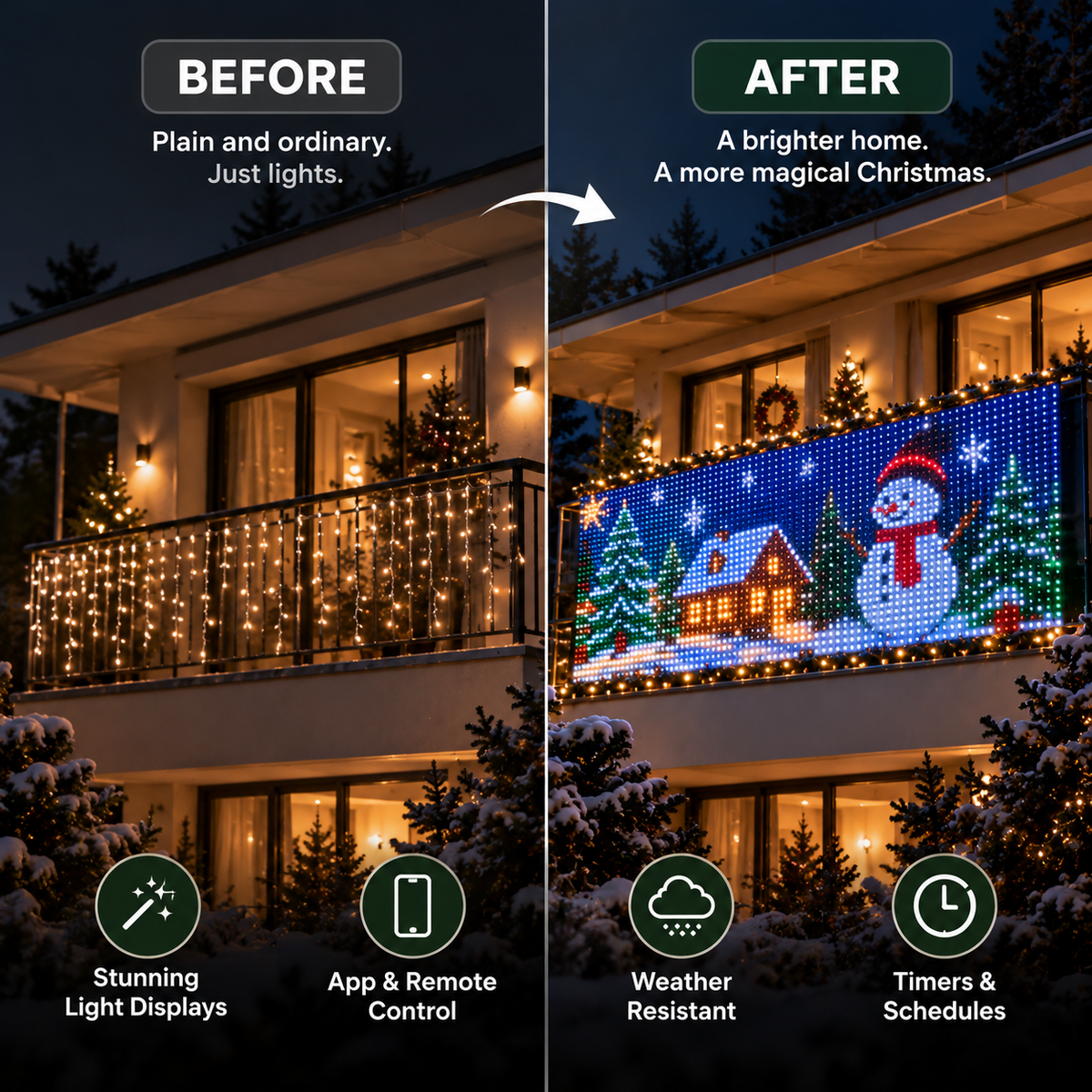 Animated Christmas Curtain Lights
